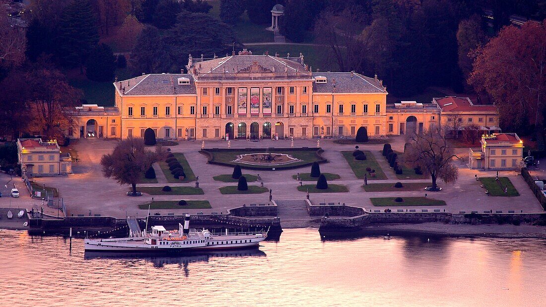 Villa Olmo at sunset, Como, Lake Como, Lombardy, Italy.