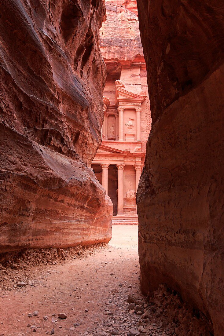 The Siq leading up to the Trausury in Petra, Jordan.