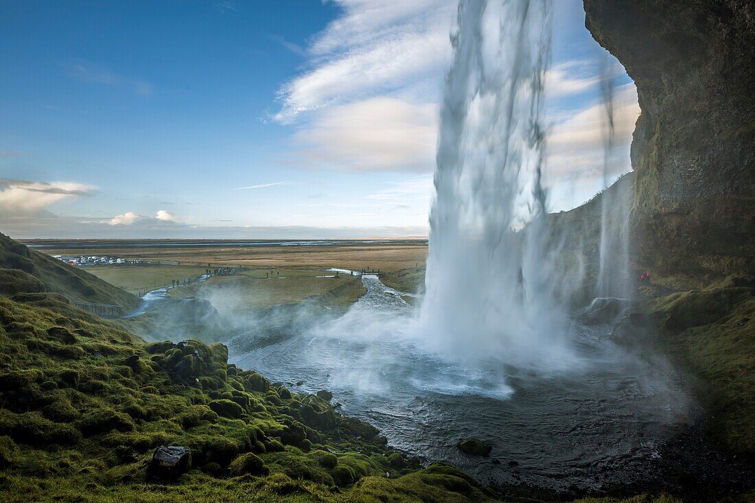 Seljalandsfoss waterfall, Porsmerkurvegur, Sudurland, Iceland, Europe.