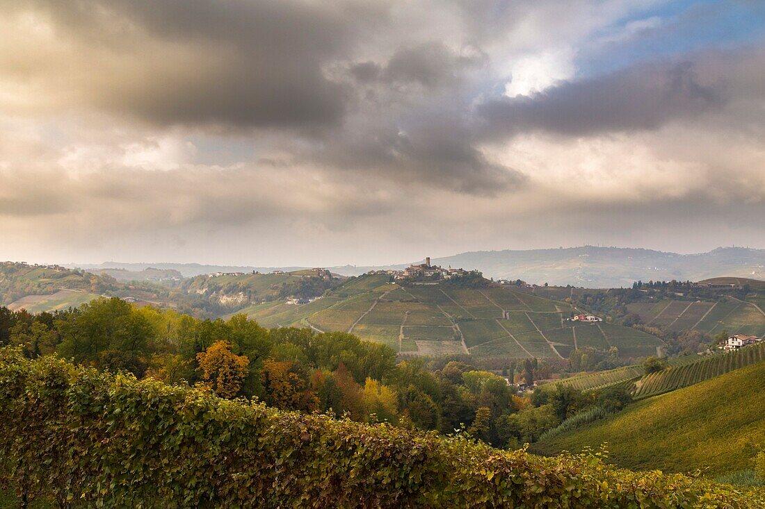 Lights and clouds near Serralunga d'Alba, Langhe, Cuneo district, Piedmont, Italy.