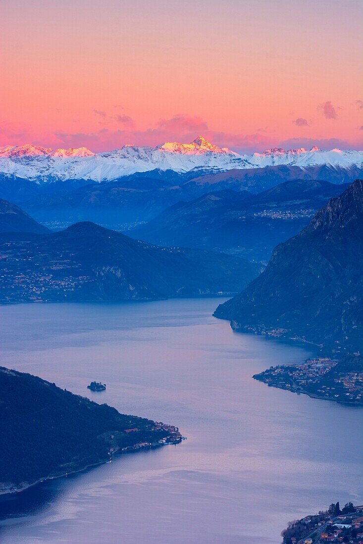 Iseo lake at dawn, province of Brescia, Italy.