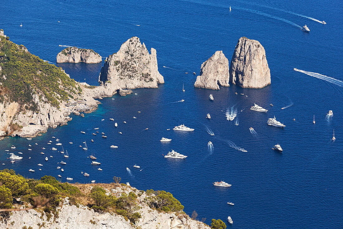 Capri Faraglioni from Solaro Mount, Anacapri, Capri Island, Naples province, Campania, Italy