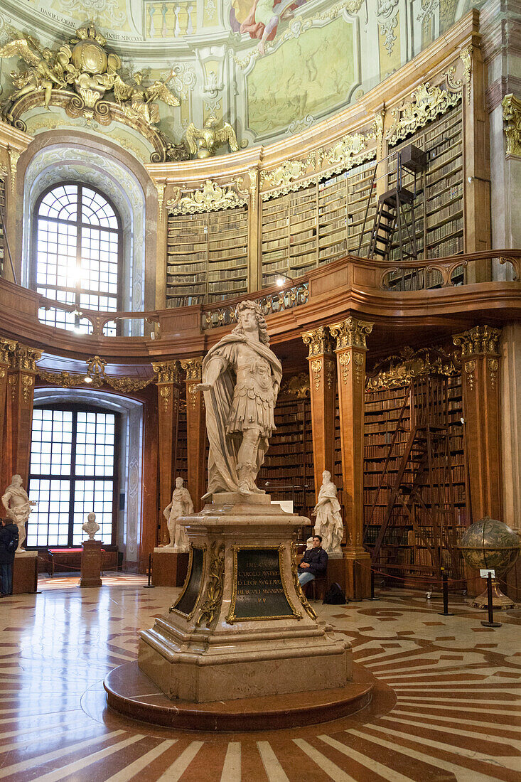 A statue into Austrian National Library, Vienna, Austria