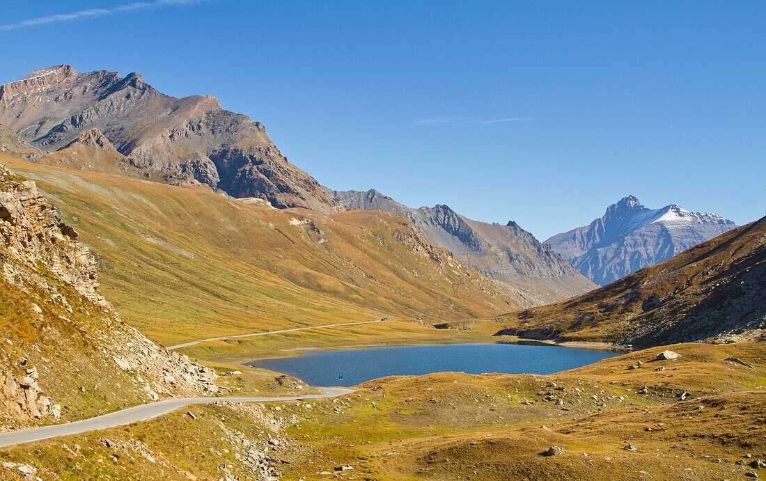 Taou Blanc and Grivola, with Nivolet's lake in Gran Paradiso Park, Nivolet pass, Piedmont