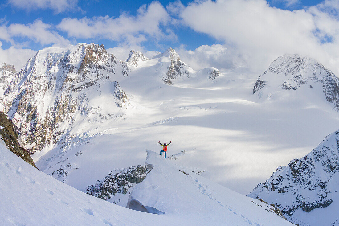 Ski mountaneer at Pointe des Vignettes, Switzerland