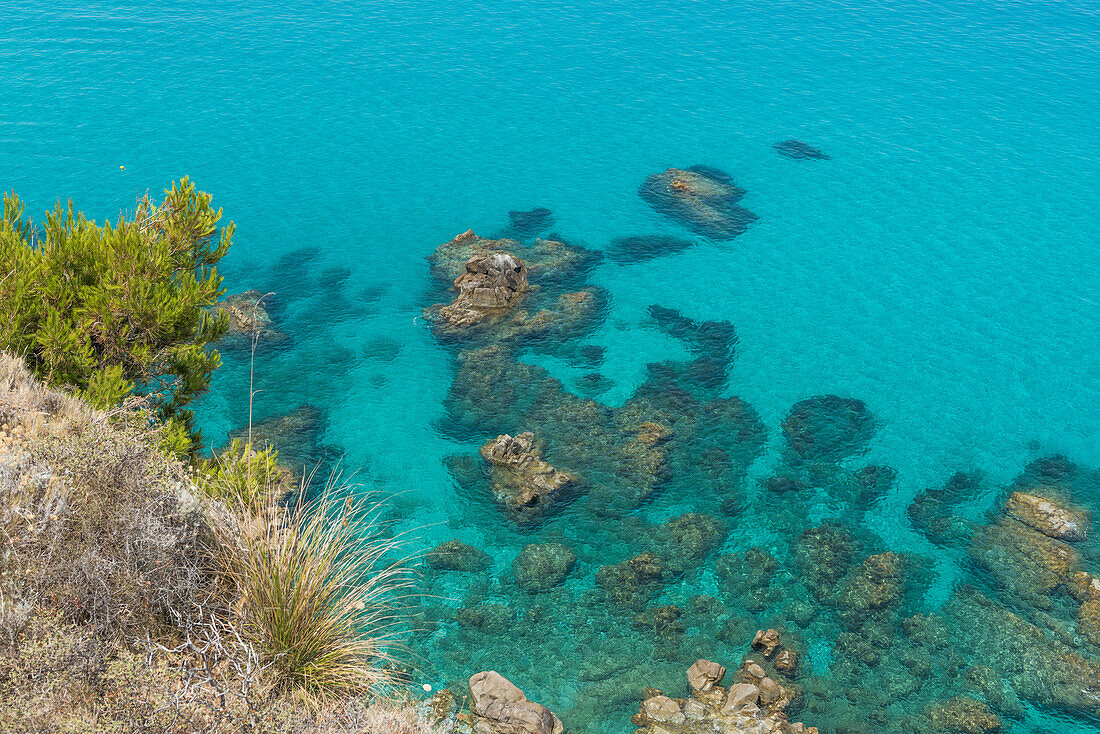 Ricadi, province of Vibo Valentia, Calabria, Italy, Europe, Cliffs on the beach of Riaci