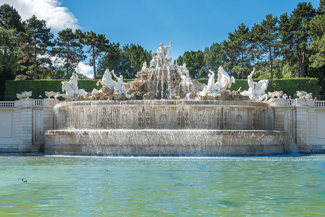 Vienna, Austria, Europe, The Neptune Fountain in the gardens of Schönbrunn Palace