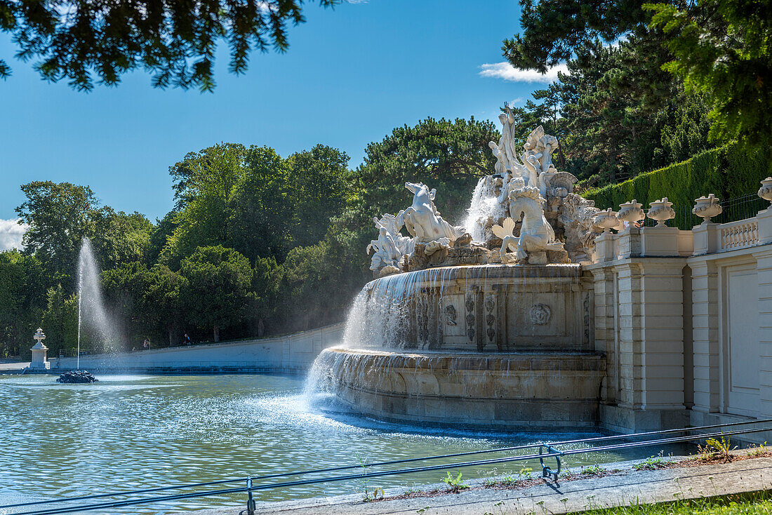 Vienna, Austria, Europe, The Neptune Fountain in the gardens of Schönbrunn Palace