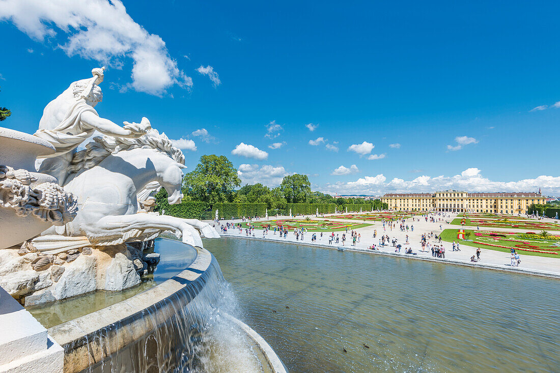 Vienna, Austria, Europe. The The Neptune Fountain in the gardens of Schönbrunn Palace.