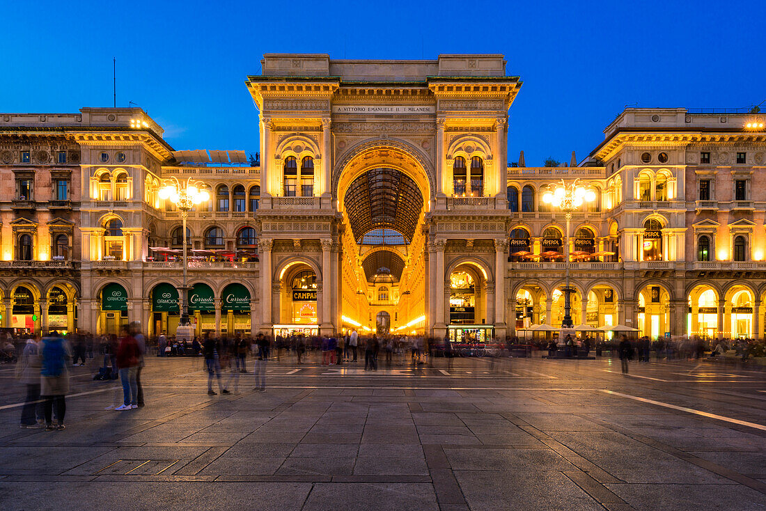Milan, Lombardy, Italy. The facade of the Gallery Vittorio Emanuele