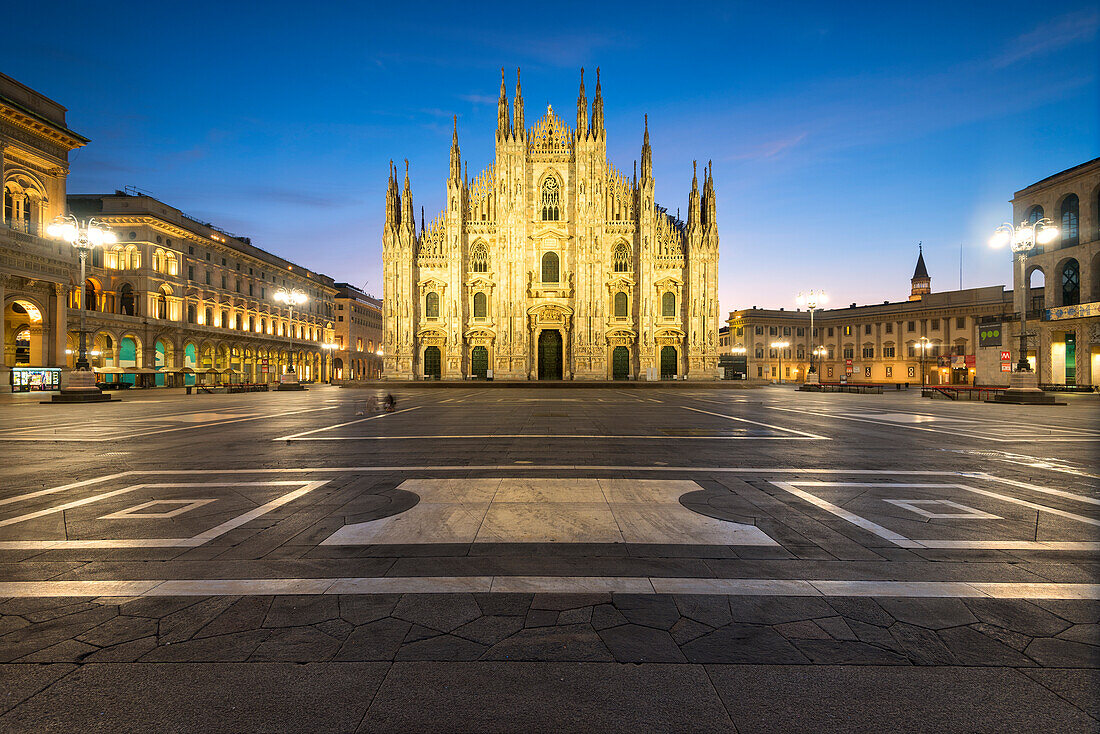 View of the square and the gothic Duomo, the icon of Milan, Lombardy, Italy, Europe.