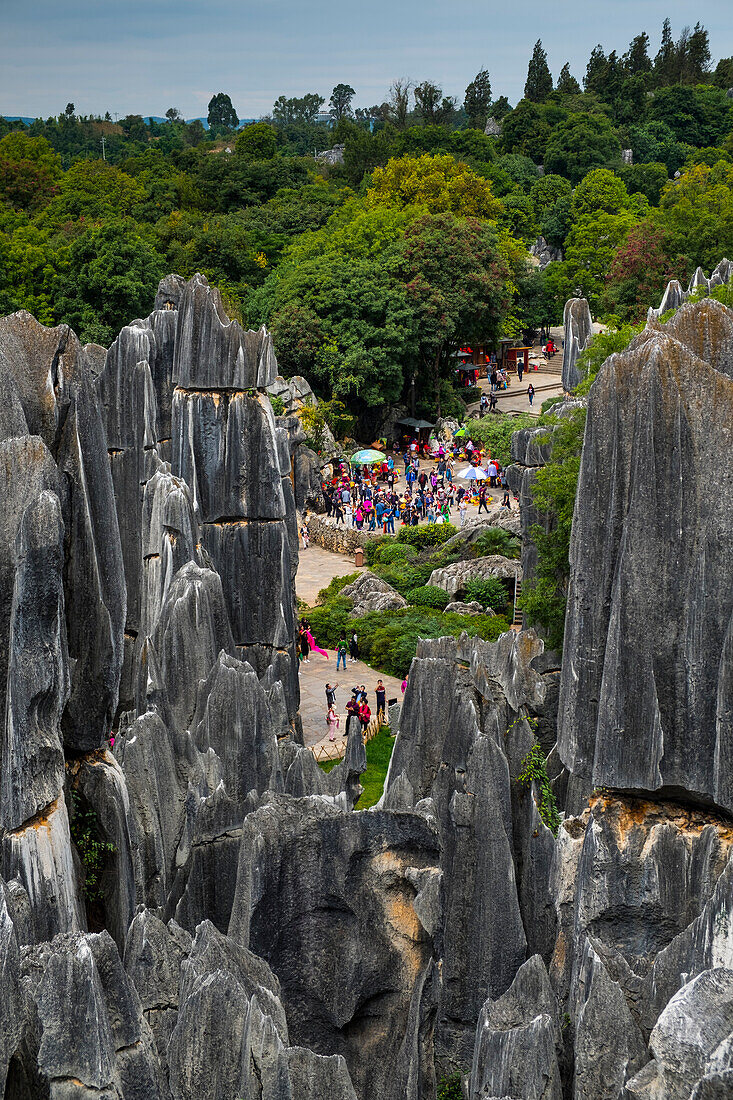 Tourists at Stone Forest or Shilin, Kunming, Yunnan Province, China, Asia, Asian, East Asia, Far East