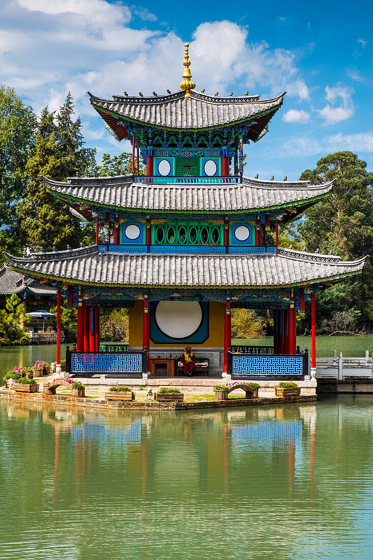 Pagoda at Black Dragon Pool, Lijiang, Yunnan Province, China,Asia,Asian,East Asia,Far East