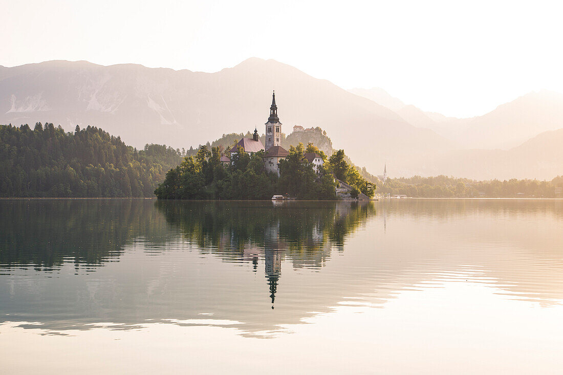 Bled Island and Lake Bled. Bled, Upper Carniolan region, Slovenia.