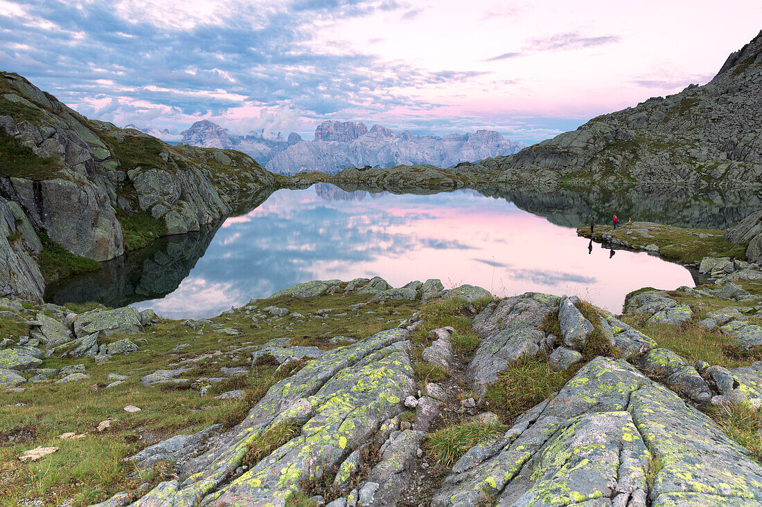 Brenta dolomites view from Lago Nero, Adamello Brenta natural park, Trento province, Trentino Alto Adige district, Italy, Europe