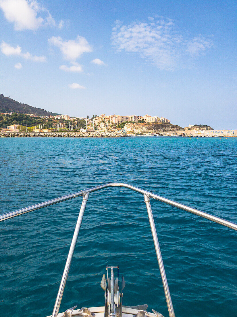 Tropea, Province of Vibo Valentia, Calabria, Italy, Sailing towards the Tropea's harbor