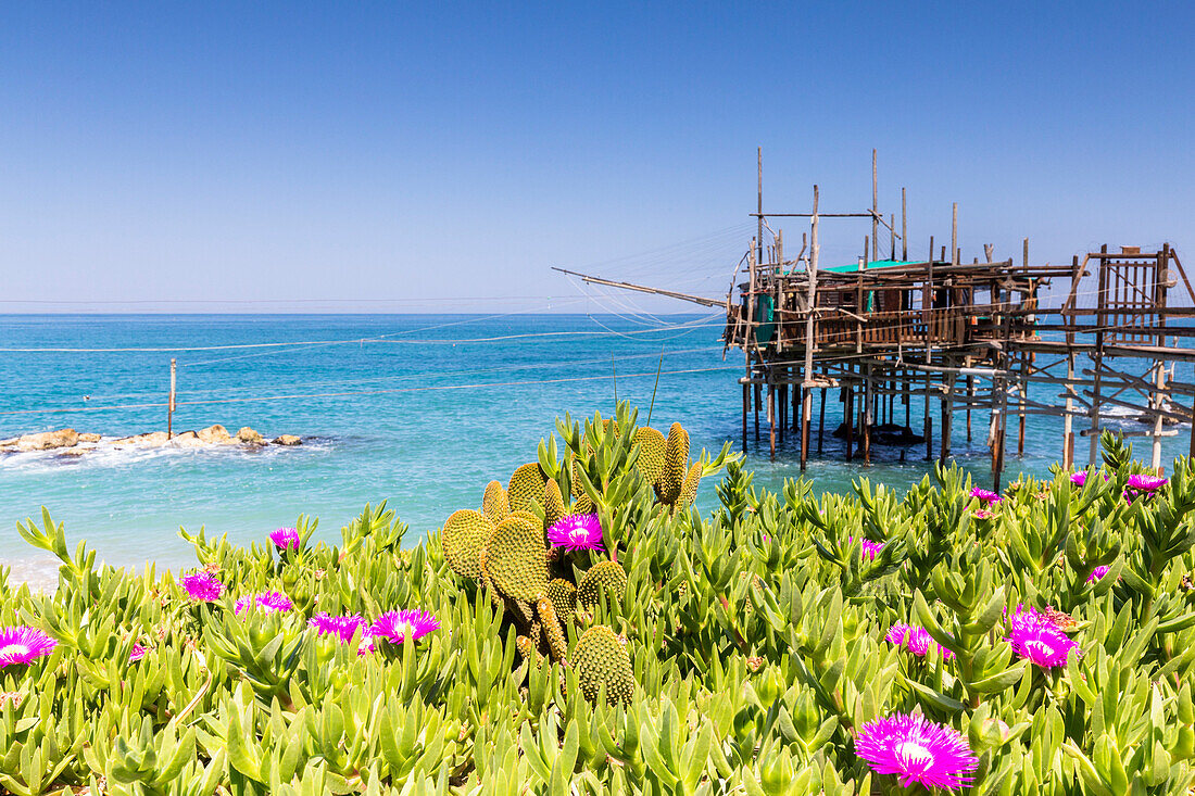 Il Trabocco is ancient fishing system, tipycal of Adriatic fisherman's, San Vito Chietino village, Chieti district, Abruzzo, Italy