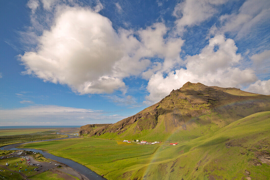 Landscape view from the top of Skogafoss,Skogar, Sudurland, Iceland