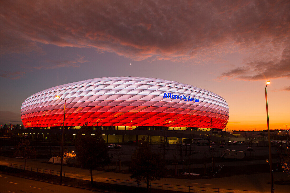 The Allianz Arena, soccer stadium of Bayern Munchen, Munchen, Germany, Europe