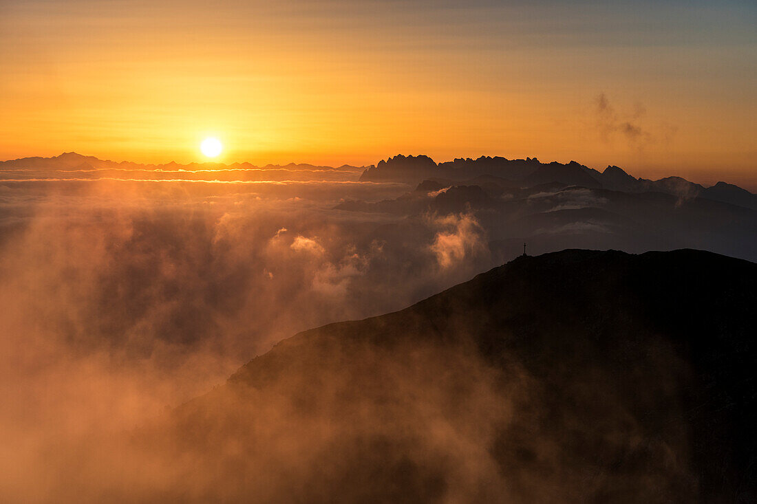 Sesto / Sexten, Bolzano province, South Tyrol, Italy Europe. Sunrise at the Helm mountain