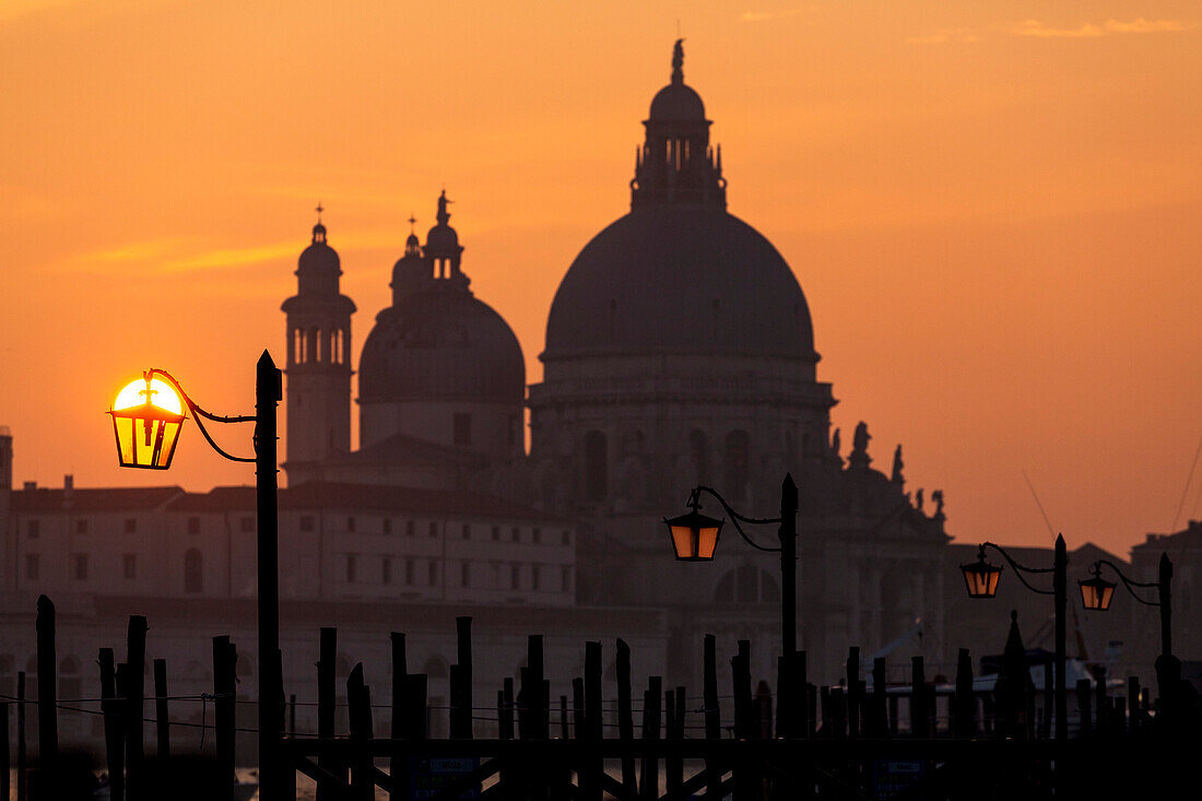 Santa Maria della Salute church at sunset, Venice, Veneto, Italy