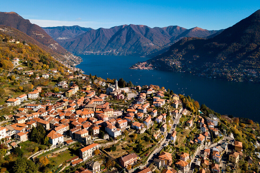 View on the city of Rovenna and Como Lake, Cernobbio, Province of Como, Lombardy, Italy