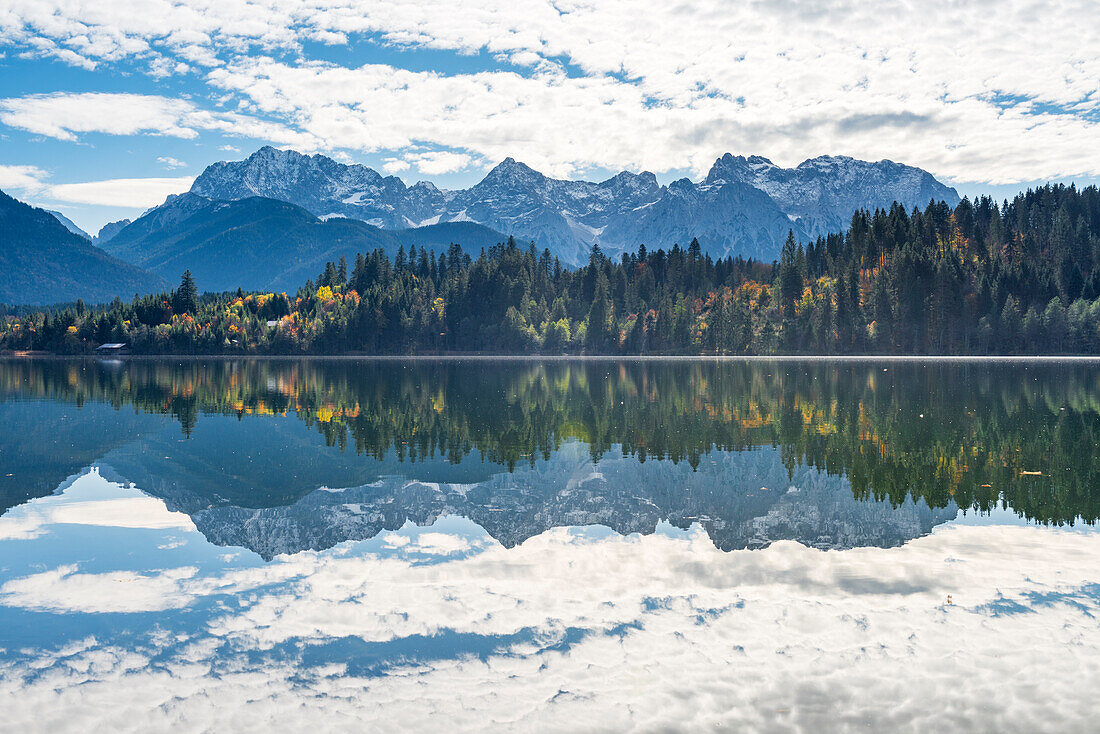 Lake Barmsee in autumn Europe, Germany, Bavaria, Krun