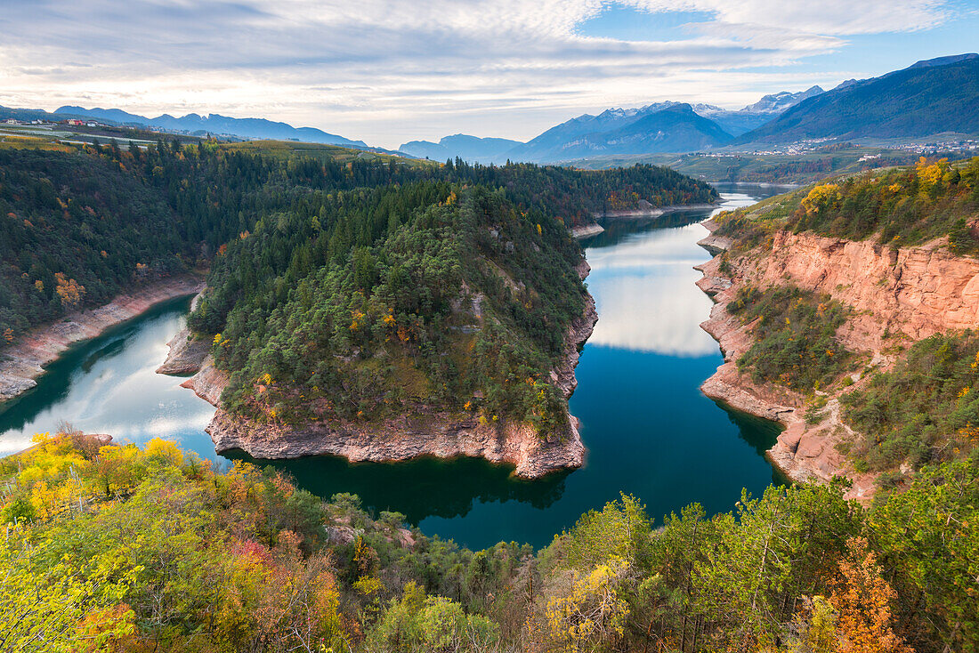 Island of Santa Giustina lake Europe, Italy, Trentino Alto Adige, Trento, Cles, Non valley