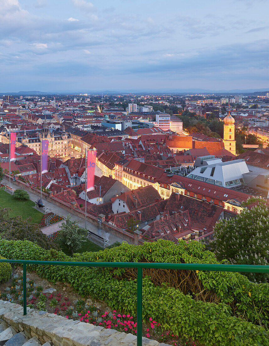 city view from the Castle Mountain, Graz, Styria, Austria