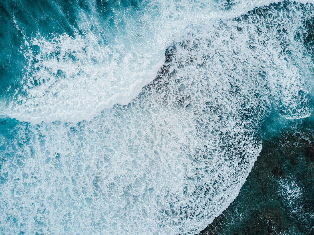 Aerial view of big waves in sea, Tenerife, Canary Islands, Spain