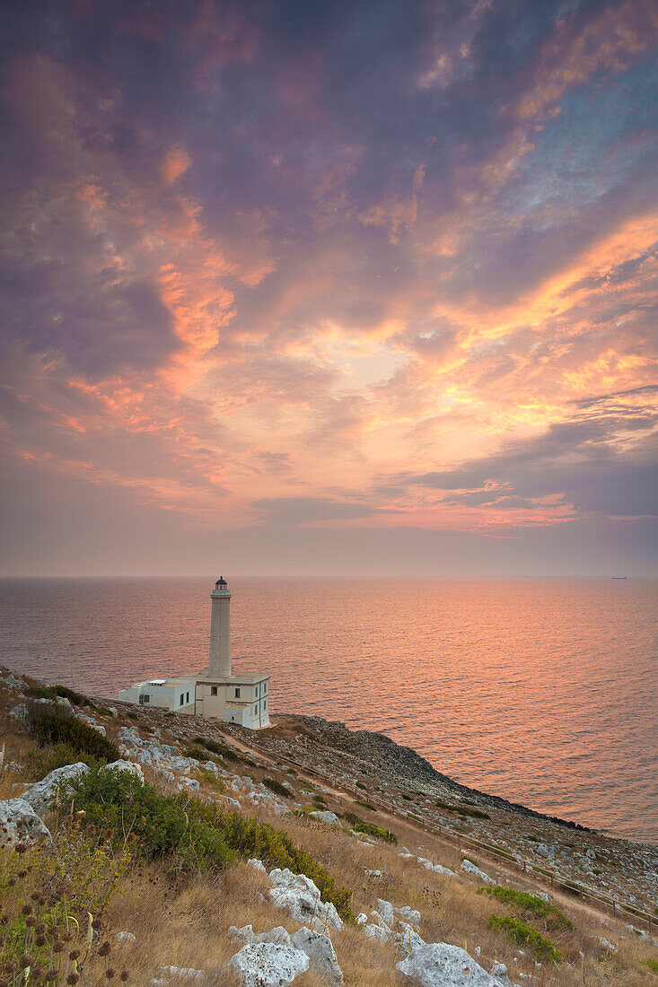 Otranto, province of Lecce, Salento, Apulia, Italy. Sunrise at the lighthouse Faro della Palascìa,the most easterly point of the Italian mainland.