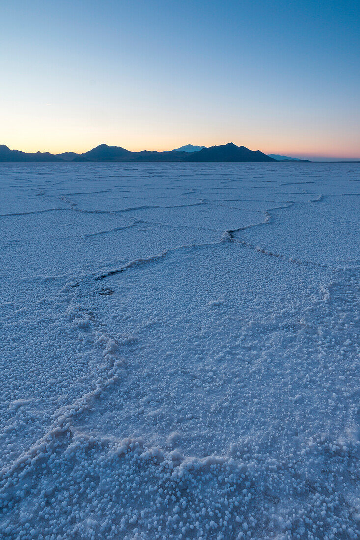 Dusk at Bonneville Salt Flats, Wendover, Salt Lake City, Utah, Usa