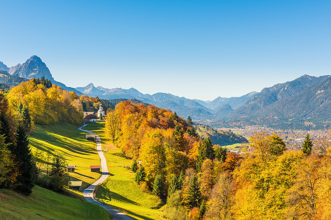 Wamberg, Garmisch Partenkirchen, Bavaria, Germany, Europe, Colourful autumn in Bavaria
