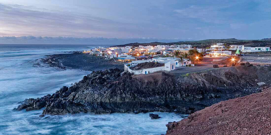 El Golfo, coastline at twilight,  Lanzarote, Canary Islands, Spain