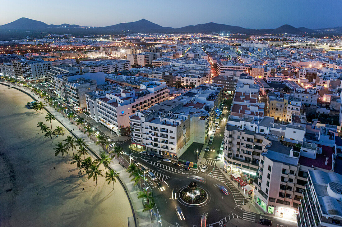 Arrecife, Arial View at twilight, Lanzarote, Canary Islands, Spain