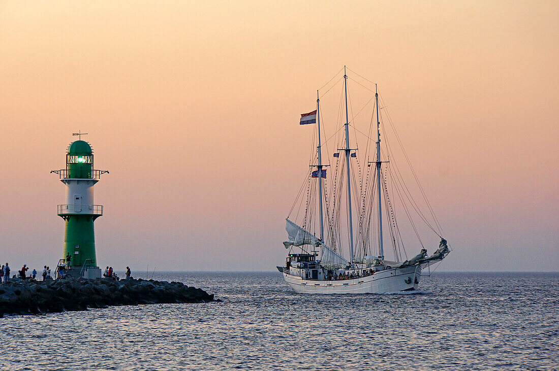 Warnemuende, Light House, Sailing boat,  Baltic Sea,  Germany