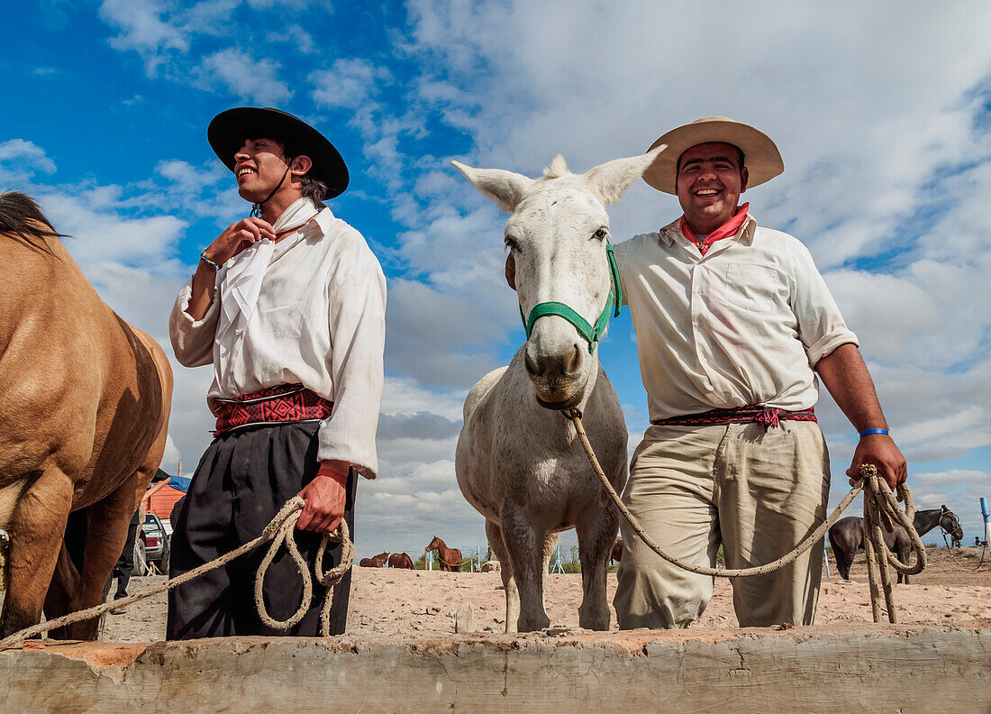 Gauchos with horses, Vallecito, San Juan Province, Argentina, South America