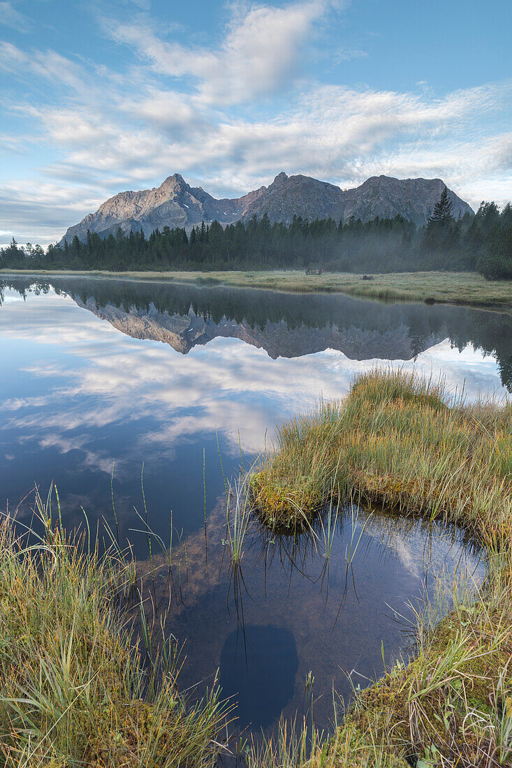 Lake Entova at dawn, Entova Alp, Malenco Valley, Sondrio province, Valtellina, Lombardy, Italy, Europe