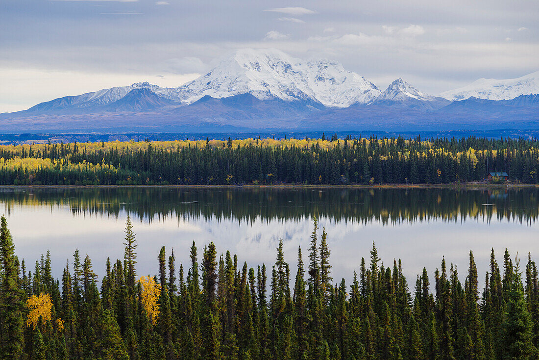 Wrangell-St. Elias National Park landscape from the Willow Lake, UNESCO World Heritage Site, Alaska, United States of America, North America