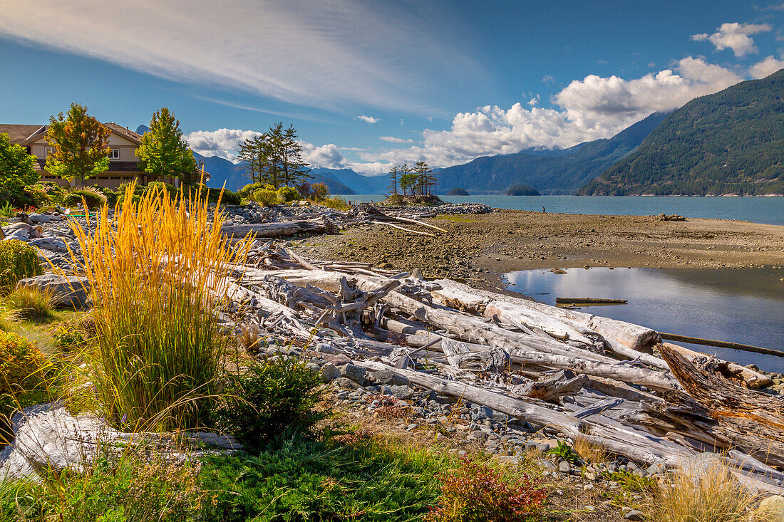 View of How Sound at Furry Creek off The Sea to Sky Highway near Squamish, British Columbia, Canada, North America
