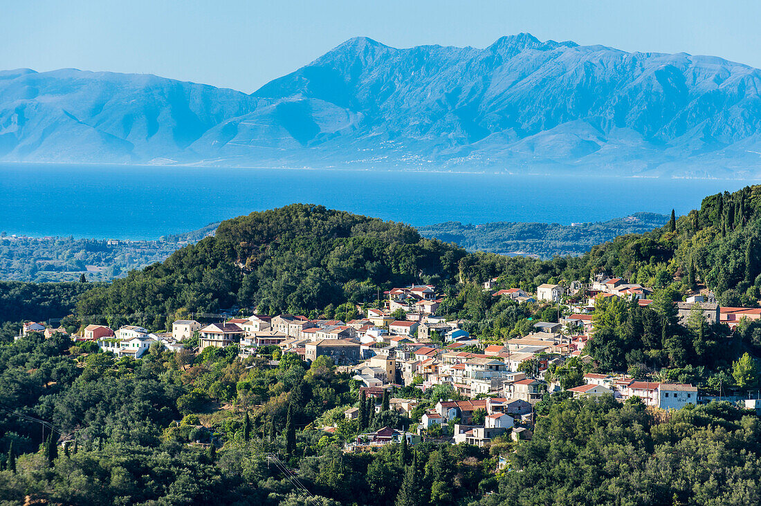 Little mountain village in the interior, Corfu, Ionian islands, Greek Islands, Greece, Europe