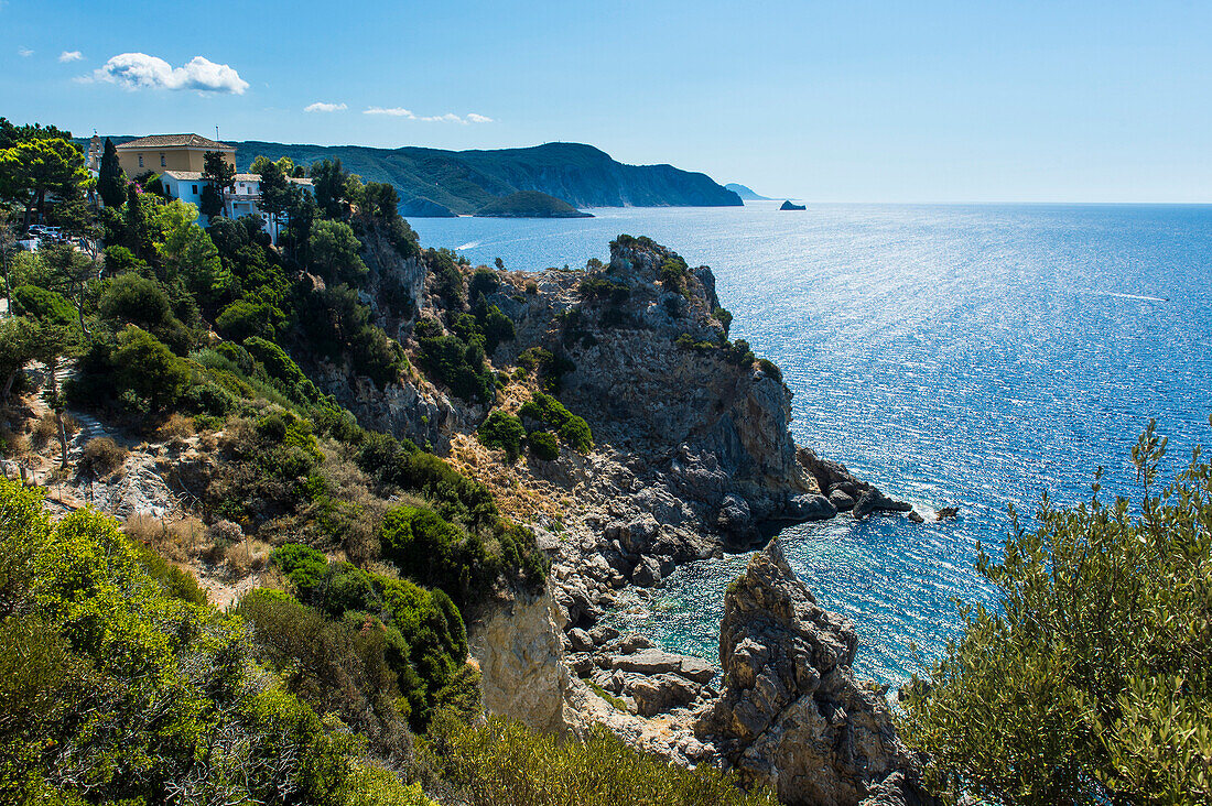 Beautiful coastline, Paleokastritsa, Corfu, Ionian islands, Greek Islands, Greece, Europe