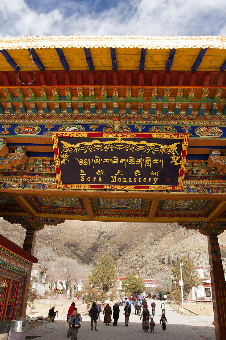 The entrance of Sera Monastery, Lhasa, Tibet, China, Asia