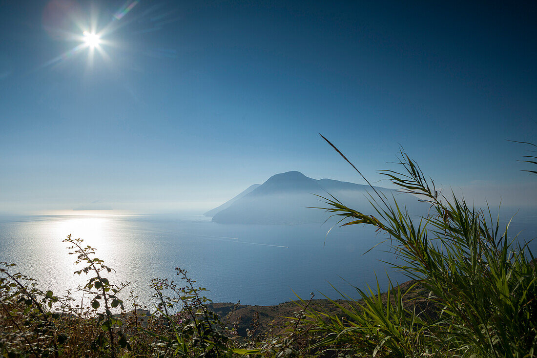 View of Salina from Lipari, Aeolian Islands, Italy, Mediterranean, Europe