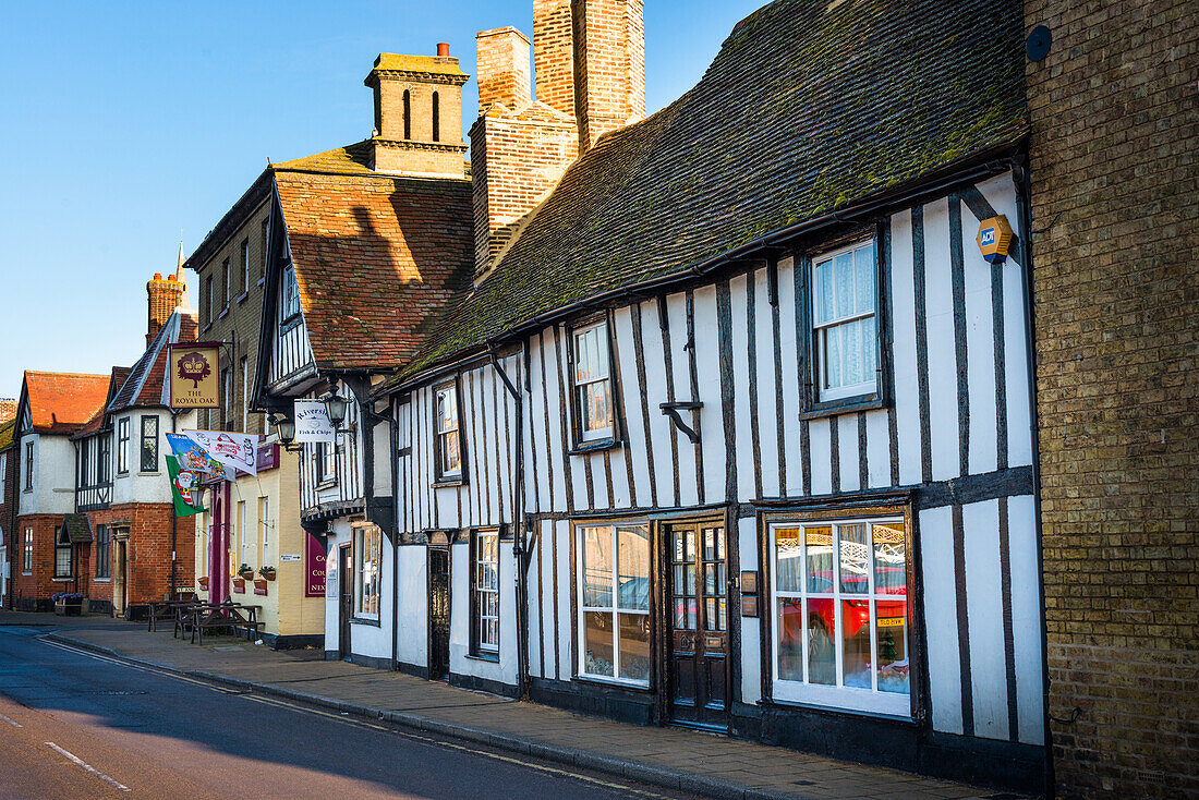 Half timbered building on High Street of Godmanchester in Cambridgeshire, England, United Kingdom, Europe