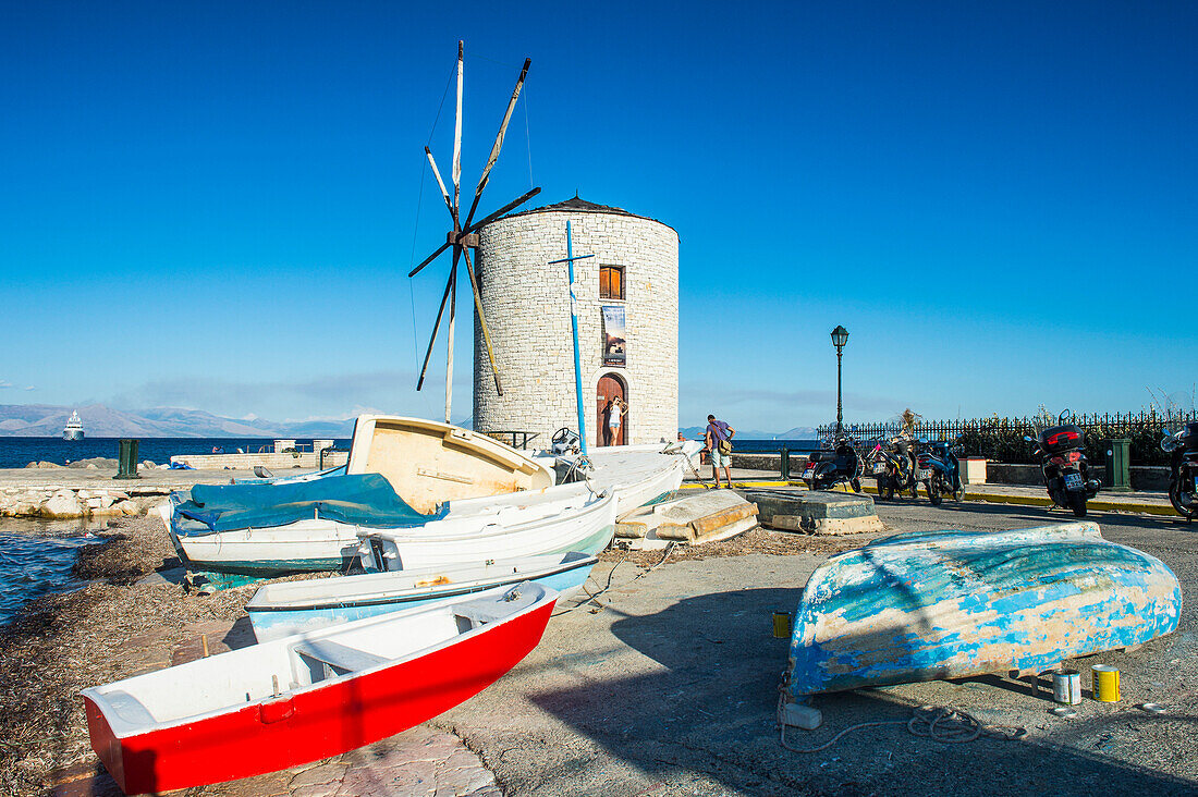 Windmill in the old town of Corfu, Ionian Islands, Greek Islands, Greece, Europe