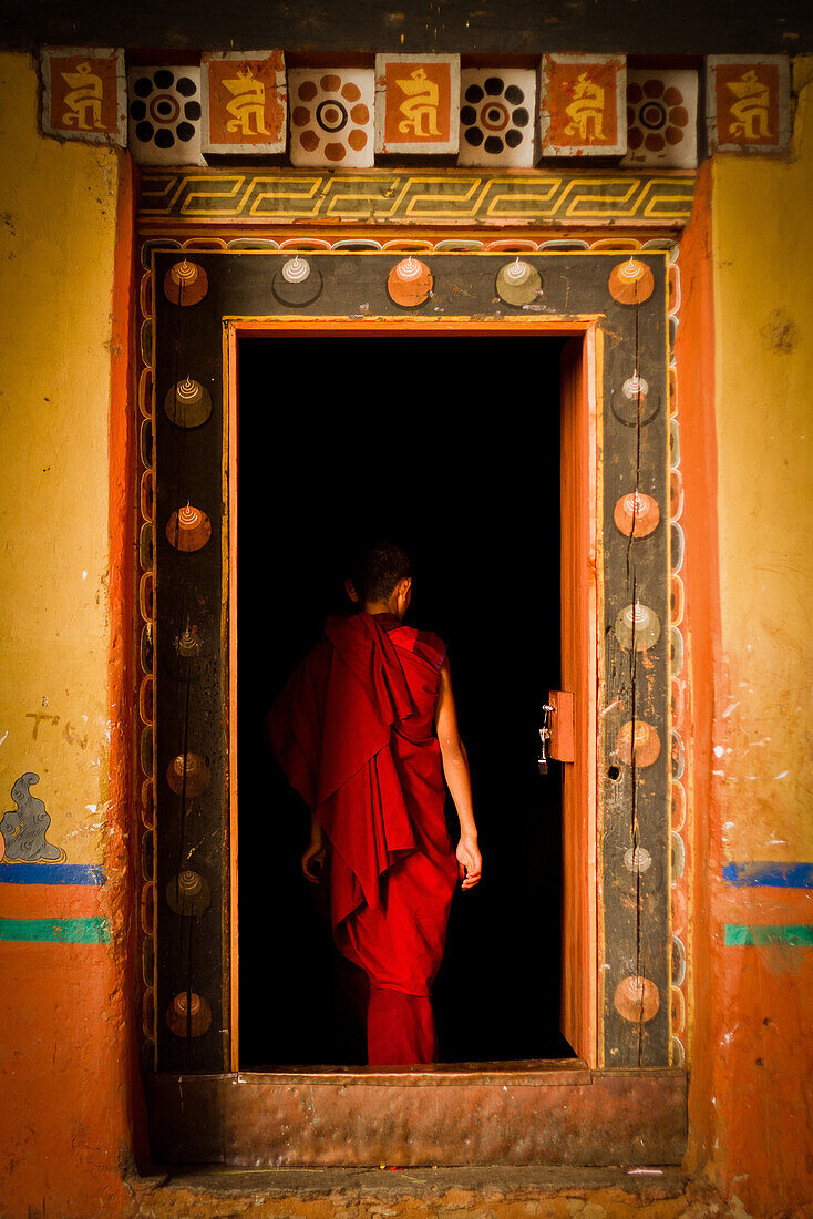 Novice Buddhist monk of Rinpung Fortress Monastery, Paro, Bhutan, Asia