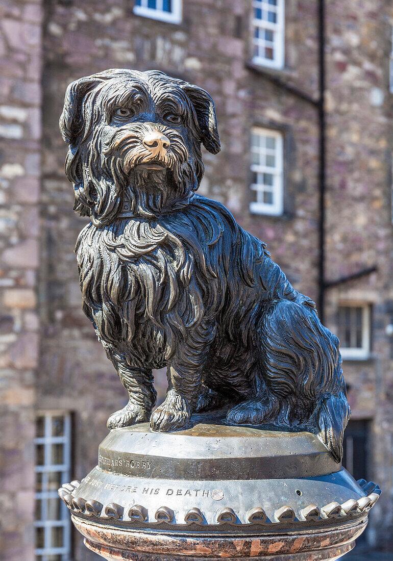 Greyfriars Bobby Memorial statue, Candlemakers Row, Edinburgh Old Town, Edinburgh, Midlothian, Scotland, United Kingdom, Europe