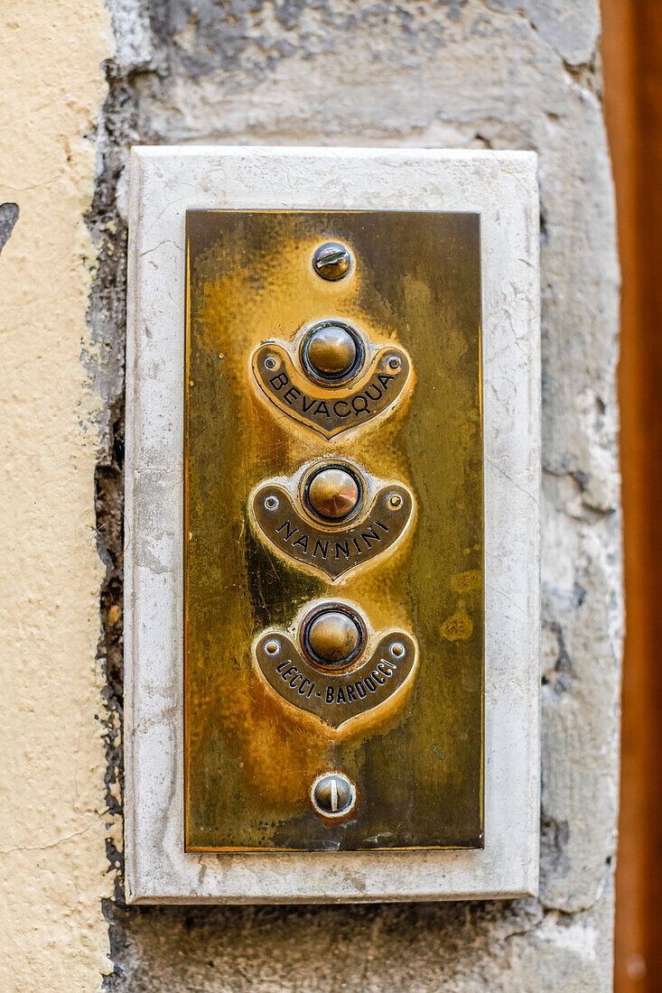 Classical Italian doorbells, Florence, Italy