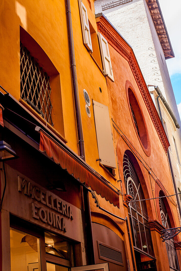 Typical Bolognia façade, Bologna, Emilia-Romagna, Italy, Europe